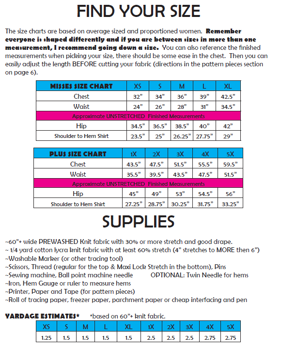 5x Size Chart