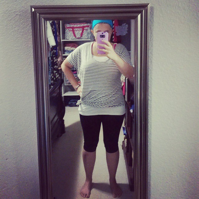 One of my favorite outfits for working out! EYMM Asymmetrical Drape Top with a cami and the EYMM Get Moving Leggings. Great for working out, but not the best for errands and teaching art.