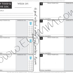 FREE Weekly Printable Fitness Log